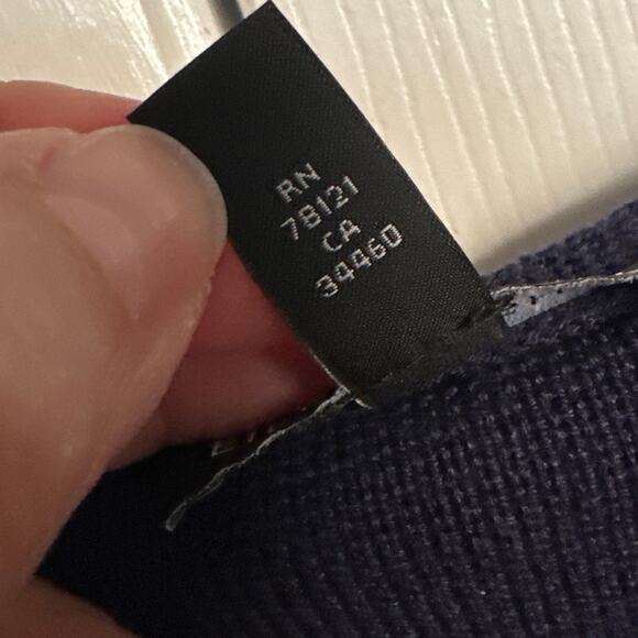 Eileen Fisher Navy Silk Organic Cotton V Neck Tunic High Low Hem Large - Picture 3 of 6